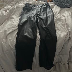 Straight leg leather pants
